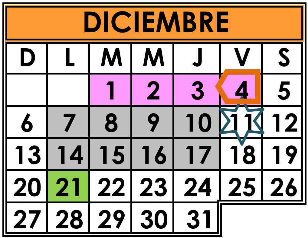 Actividades Académicas en Bachillerato Cuatrimestral del mes Diciembre 2026
